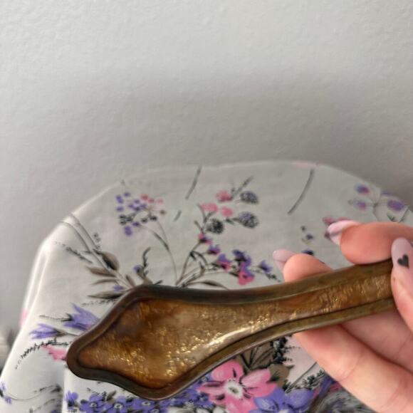 Vintage French Style Handheld Mirror Embossed Detailed Back - Picture 6 of 8